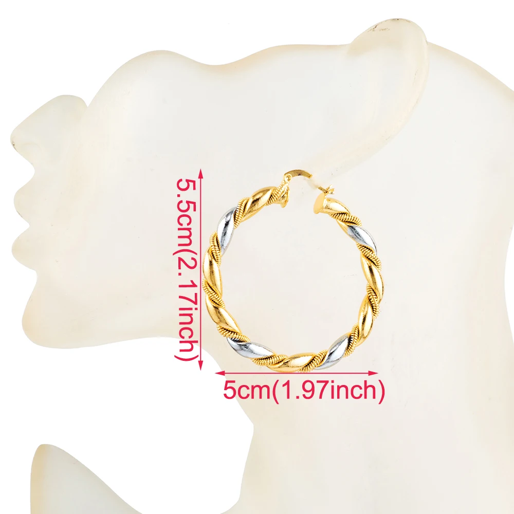 Ethlyn 5 см/Новые африканские женские круглые серьги в эфиопском стиле двухцветные