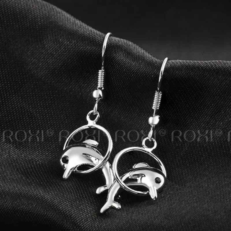 Romad серьги-гвоздики с симпатичным дельфином женские изысканные подвески из