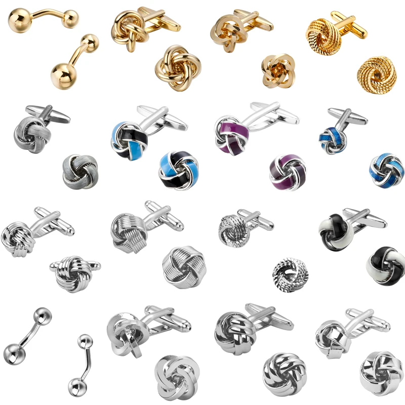 

Бесплатная доставка, модные мужские рубашки, черные, золотые, серебристые запонки, модный дизайн с узлом, высококачественные медные запонки...