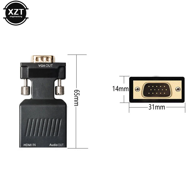 1 шт. 1080P VGA мужчины к совместимому с HDMI Женский видео адаптер 3 5 мм обоих концах для