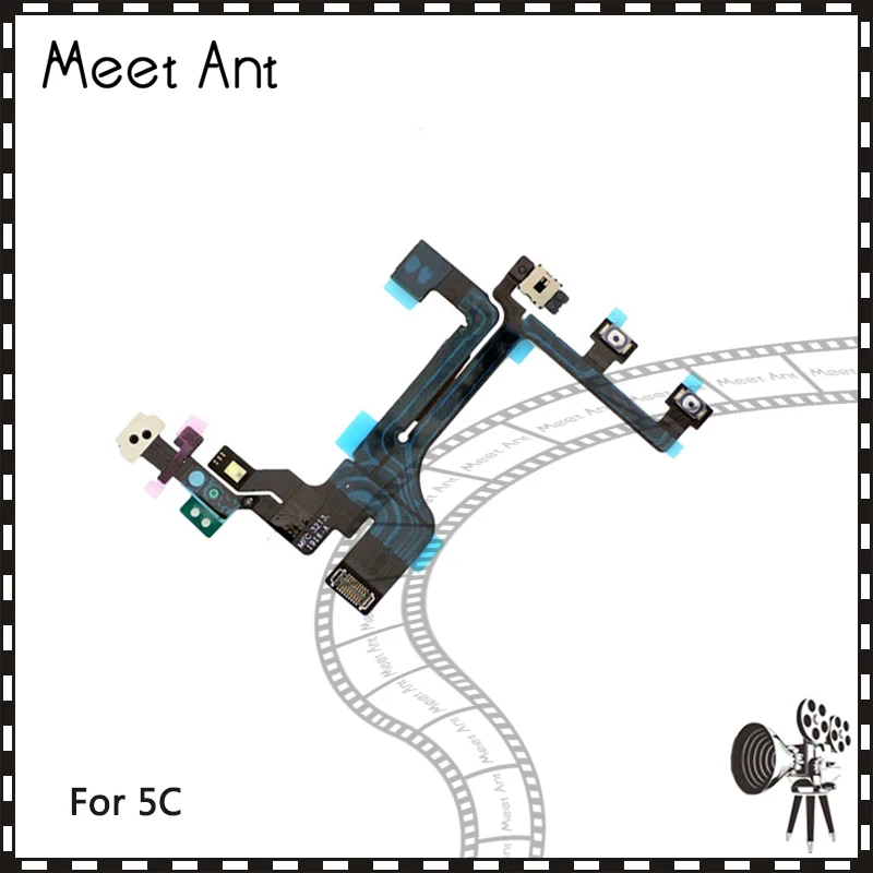 

50Pcs/lot High Quality For iphone 5 5G 5S 5C Power switch on off Mute Volume button control flex cable Repair Parts