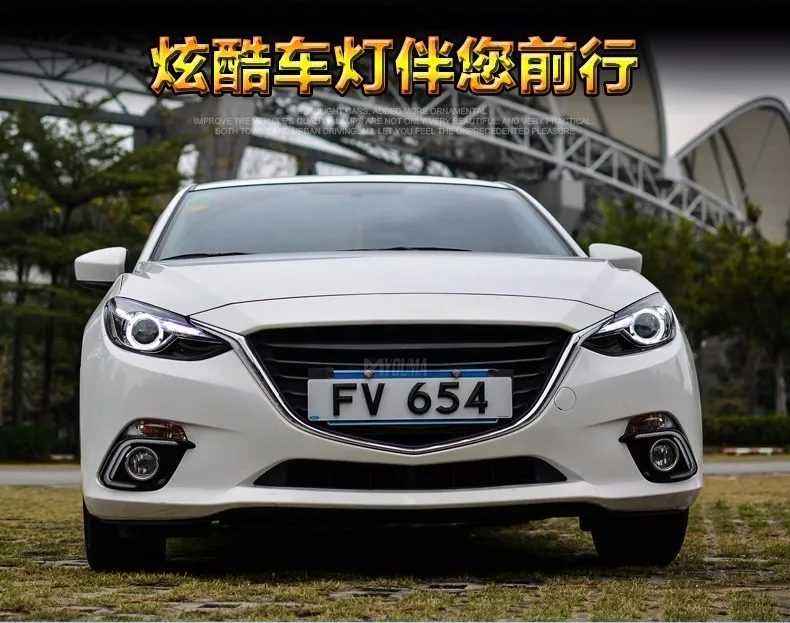 Kowell Автомобиль Стайлинг для- Mazda 3 светодиодные фары Mazda3 Axela LED DRL Объектив Двойной Луч H7 ксеноновые автомобильные аксессуары
