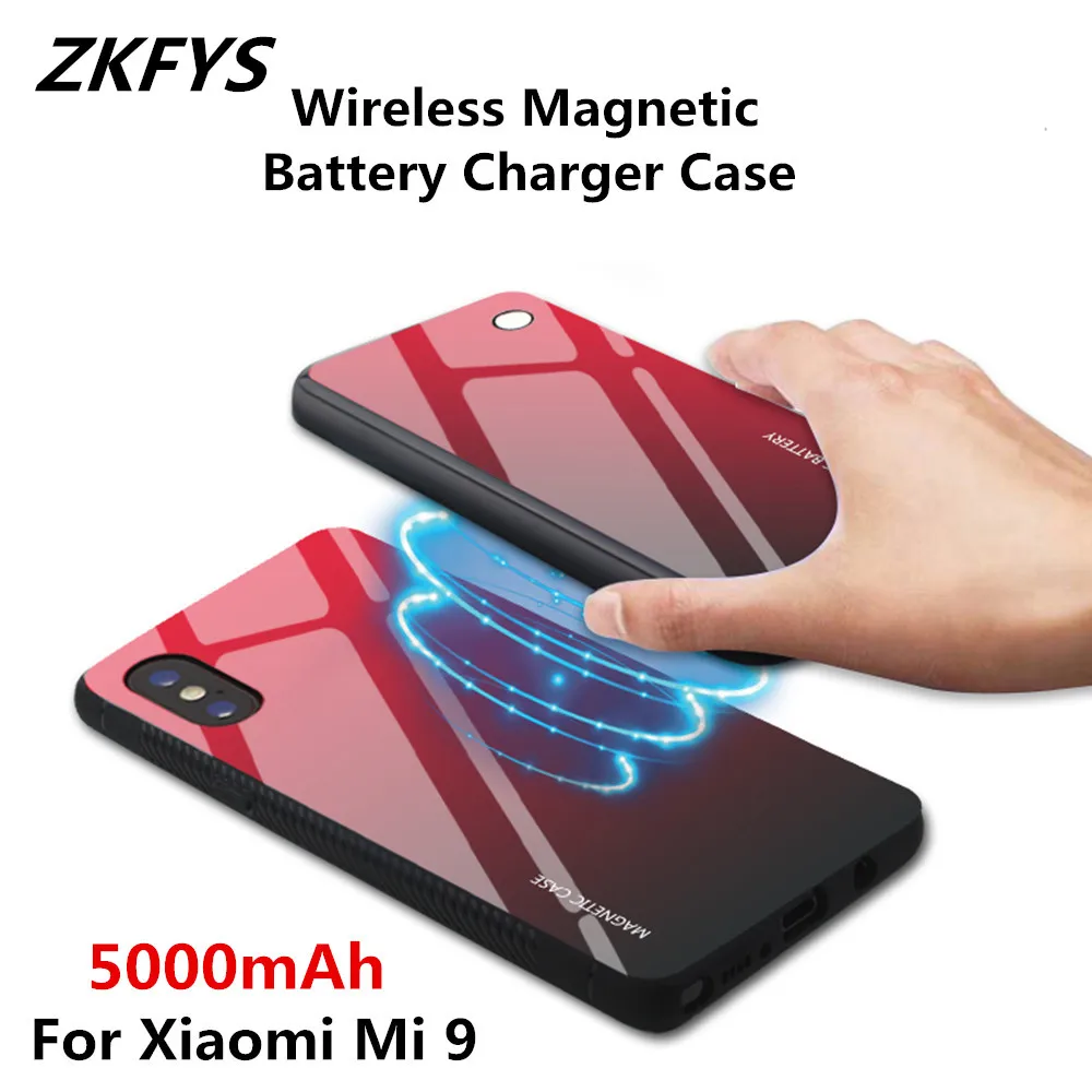 

ZKFYS Magnetic Wireless Charging Battery Case For Xiaomi Mi 9 Power Bank Case 5000mAh External Battery Charger Powerbank Case