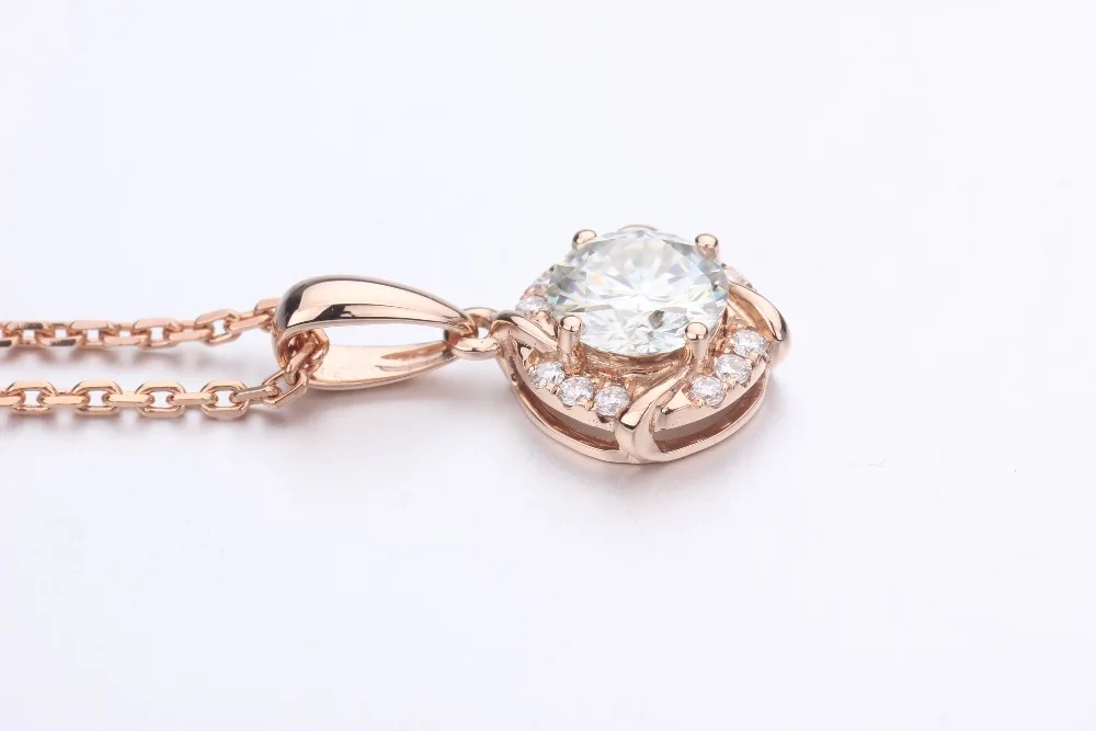 Cheestar Gems 18 k розовое золото женское ожерелье с 6 мм Moissanite женская подвеска ожерелье s