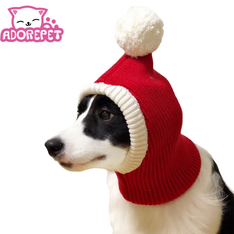Рождественская шапка для собак костюм больших и средних теплая зимняя повязка на