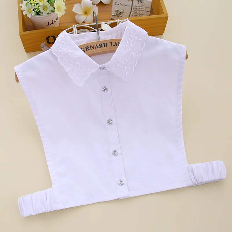 

2019 Free Shipping Ladies Decorating Fake Collar With Yarn White Shirt Women Wholesale