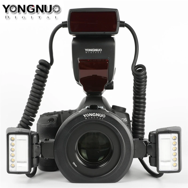 Макросъемка Yongnuo YN24EX E TTL Twin Lite для камер Canon с двумя головками 2 шт. + 4 переходными