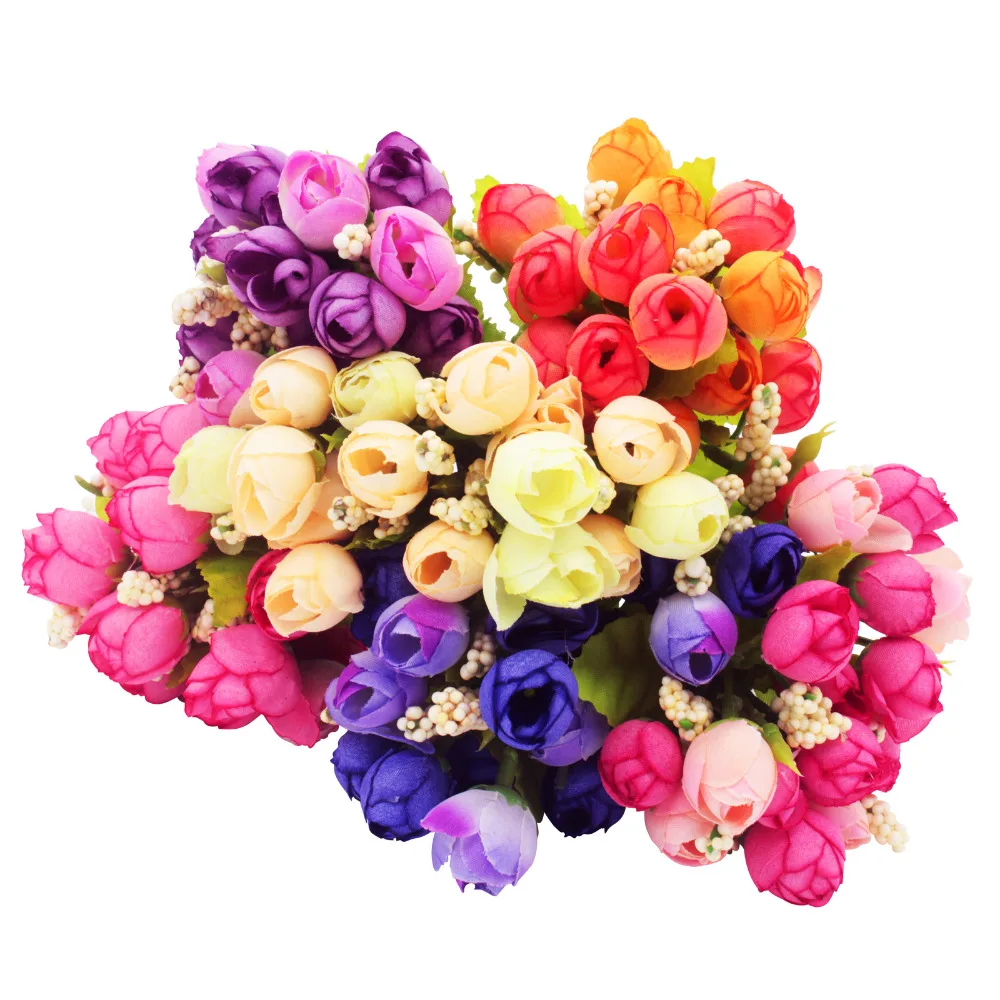 

15 heads rose flower bouquet wedding decoration artificial flowers home diy table decoration vase flowers festival rose bud