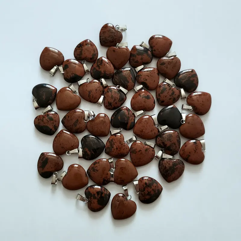 Mahogany Obsidian 50 шт./лот хорошее качество ассорти Сердце Подвески из природного камня Подвески для изготовления ювелирных изделий 20 мм модный подарок - Окраска металла: Mahogany Obsidian