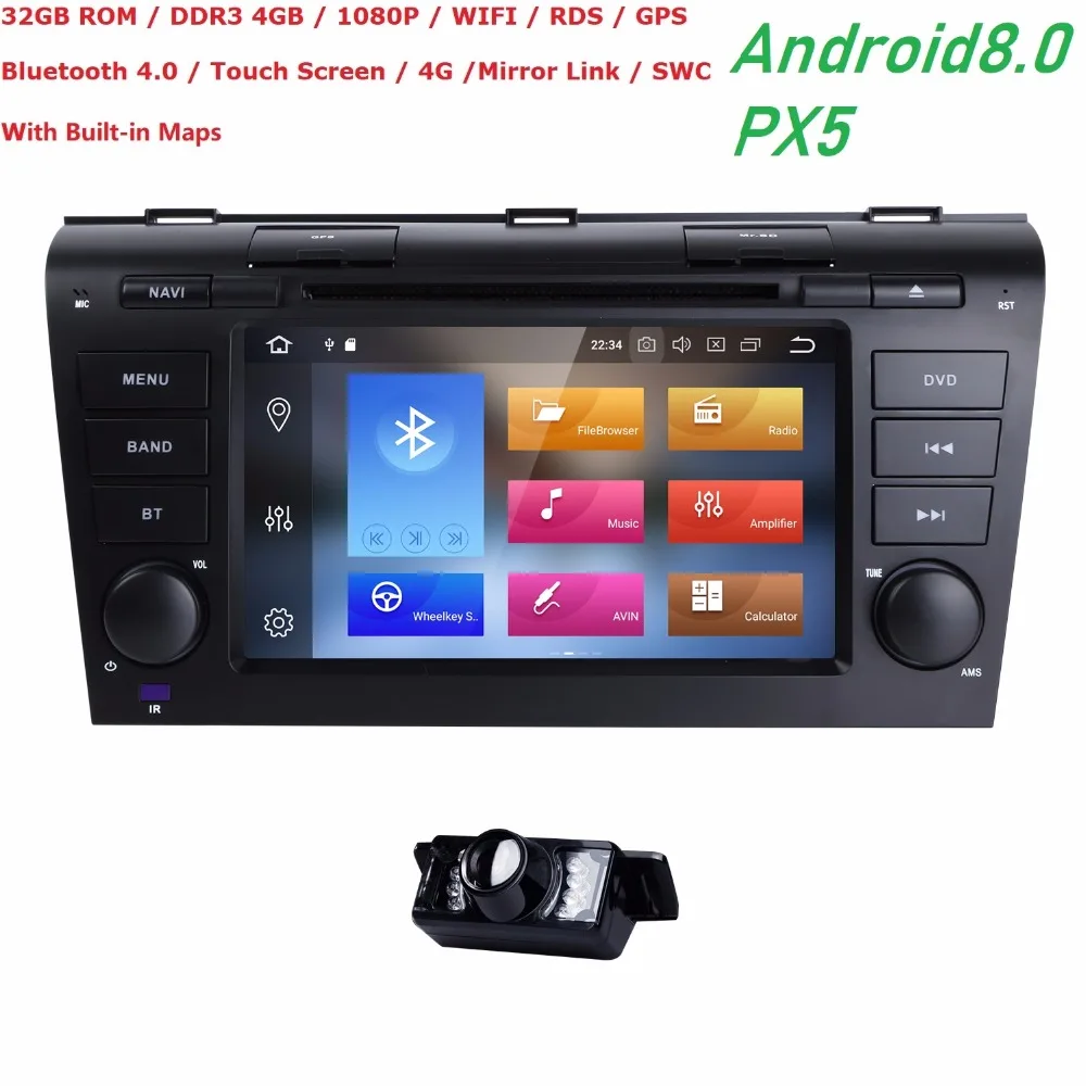 7 &quotAndroid 8 0 Восьмиядерный 32 ПЗУ 4G RAM Авторадио для Mazda 3 2006 2008 видео Wifi Bluetooth