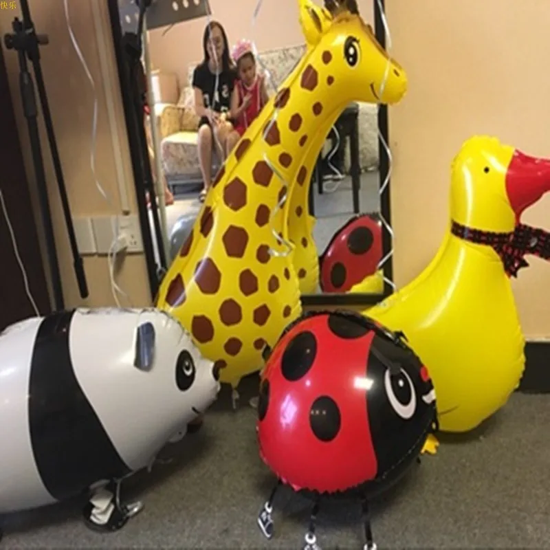 1pc Walking foil balloon baby shower birthday decor party supplies cartoon animal dinosaur unicorn kid inflatable toy | Дом и сад