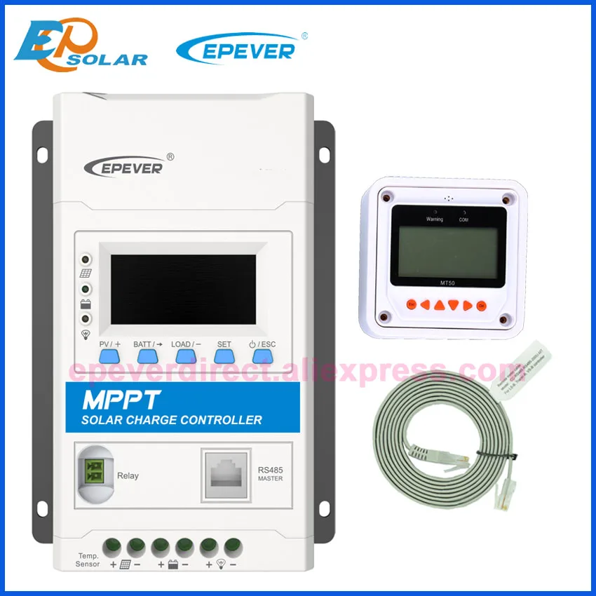 with White MT50 EPEVER 40A со слежением за максимальной точкой мощности, контроллер солнечного зарядного устройства 12v 24v 40amp авто реле COM мастер TRIRON4210N TRIRON4215N с MT50 WI-FI BLE - Цвет: with White MT50