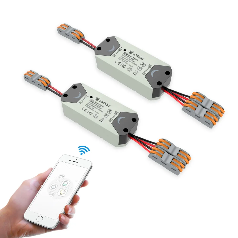 

eMylo Smart Switch 2pcs WIFI Light Switch AC 220V 2ch 433mhz Wireless Remote Control Switch Timer for Google Home