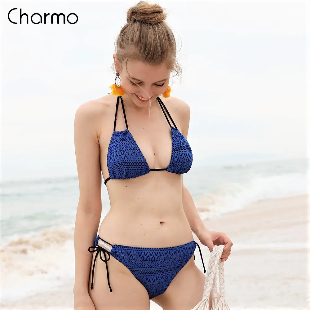Charmo бикини 2019 новые женские комплект купальник Hallow-Out Бикини Набор Купальники для