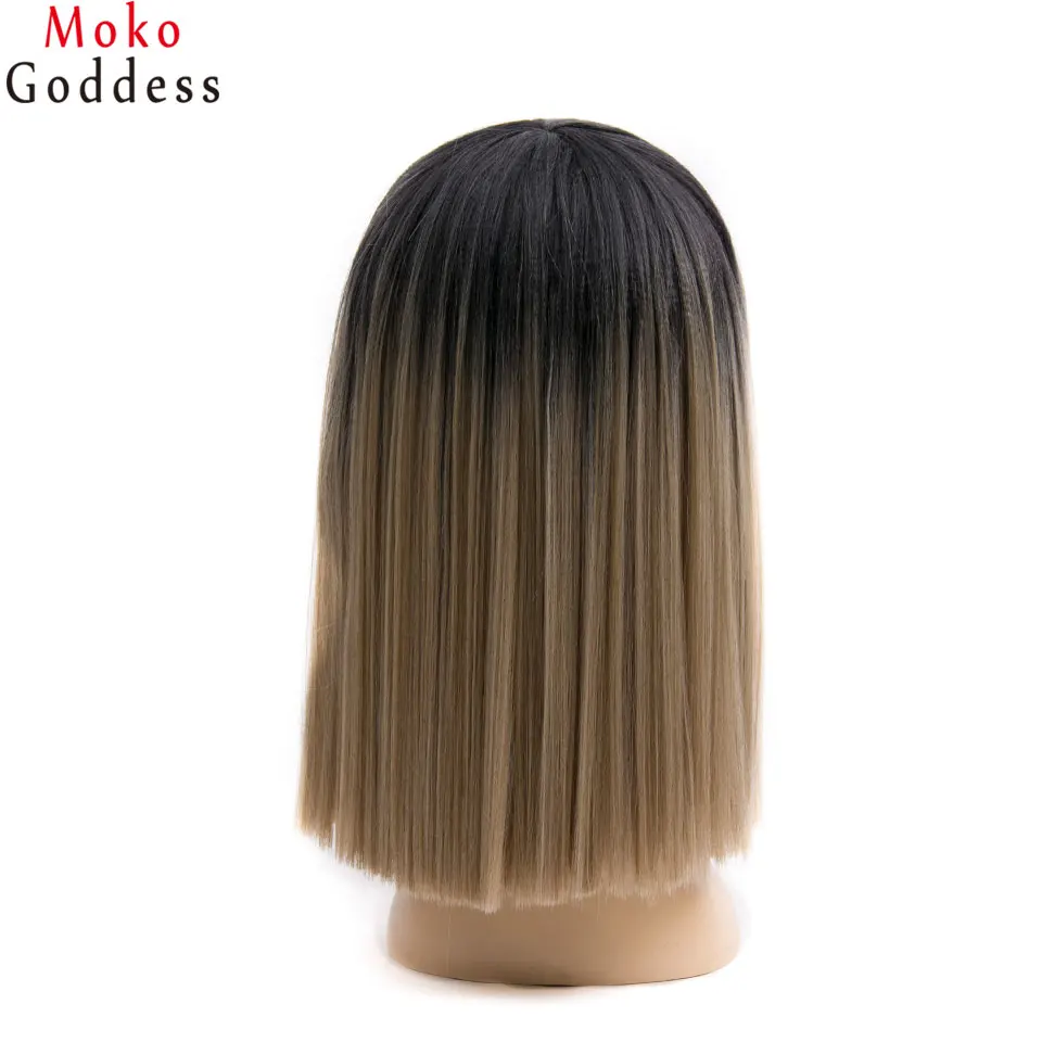 Mokogoddess короткие волосы парики для женщин Омбре парик блонд синтетические