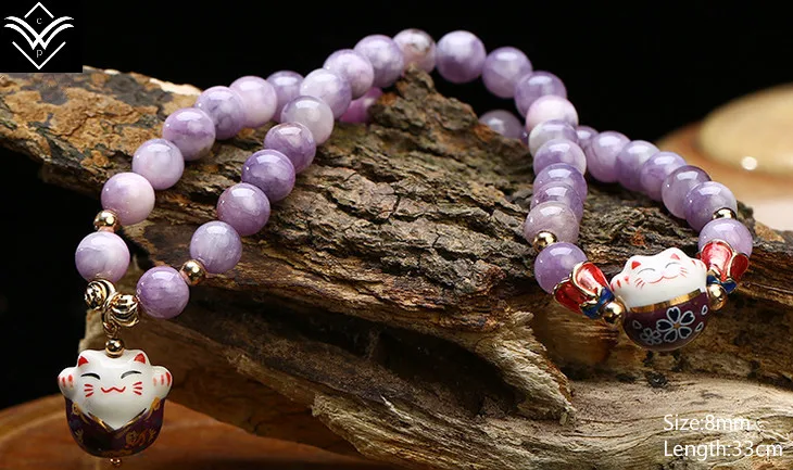 Модный натуральный Кристальный гранат Кот удачи женский браслет из бисера