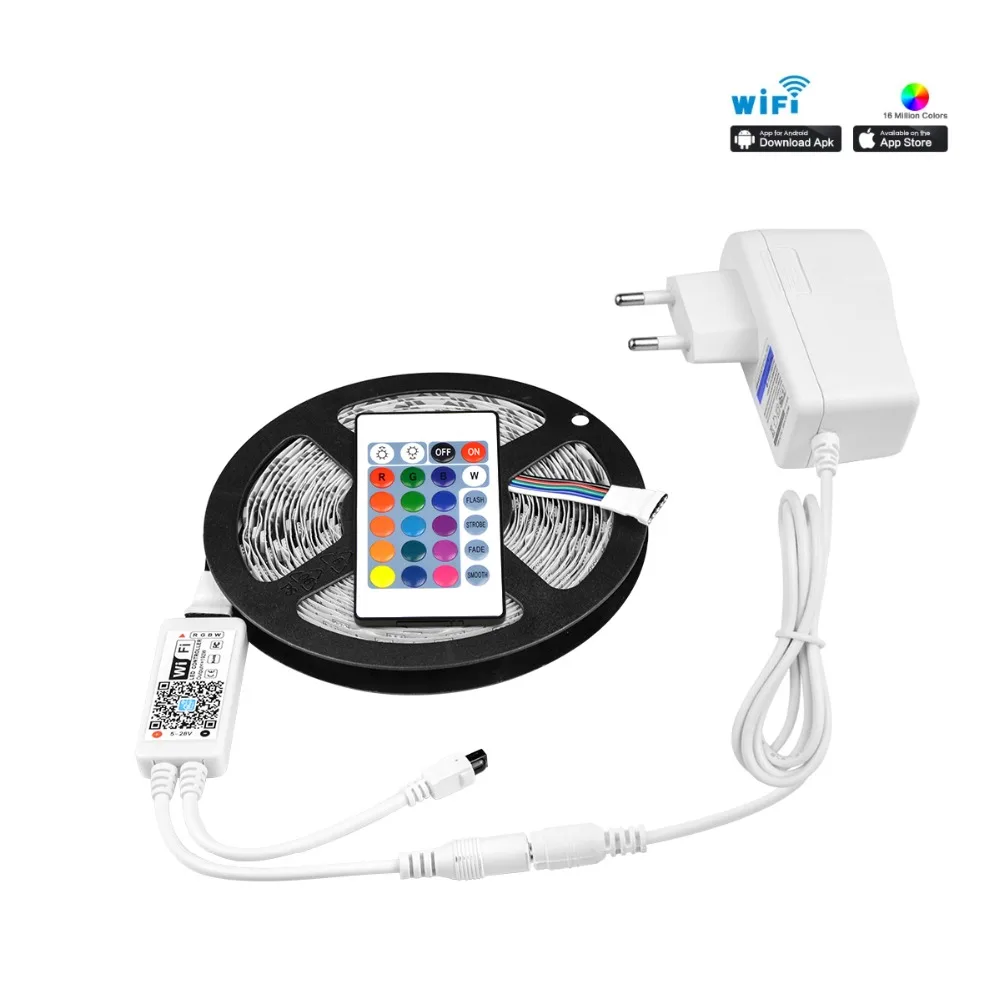 Светодиодный светильник с беспроводным управлением и Wi-Fi 5 м RGB RGBW RGBWW Светодиодная лента с адаптером питания светодиодный ленточный светильник 5050 декоративный светильник ing