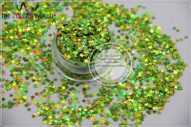 

LM-61 Size 3 mm laser holographic Light Green color Glitter paillette Stars shape spangles for Nail Art DIY supplies1pack=50g