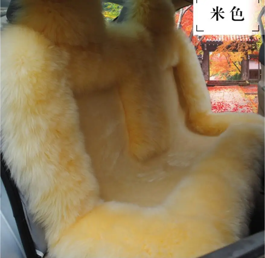 Rear seat Beige Аксессуары для салона автомобиля, чехлы для сидений автомобиля из овчины, стильные Меховые чехлы для сидений автомобиля, 6 цветов, чехлы для задних сидений D001-B - Название цвета: Rear seat Beige