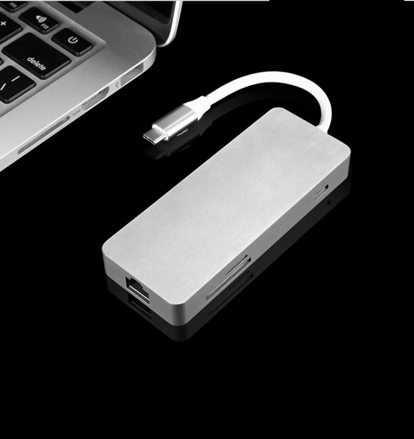 

USB-C концентратор типа C для Macbook Spliter адаптер USB 3,0 устройство для чтения карт SD TF 2K видео HDMI RJ45 зарядный конвертер