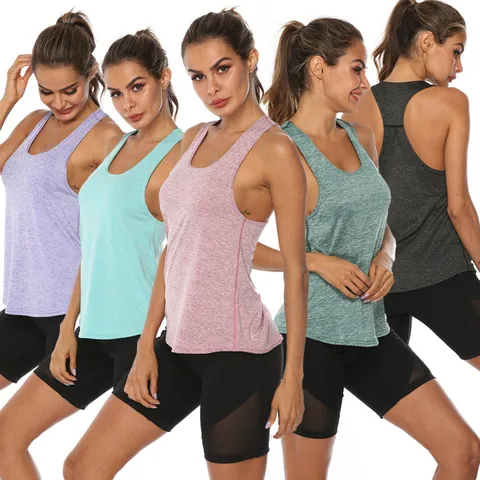 Quick-Dry Women's Yoga Shirts Sleeveless,Athletic Fitness Racerback Sports Vest,Comfortable U-neck VestTraining Sport Tank Tops