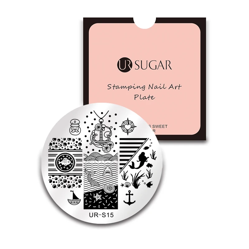 UR-S15 Ur Sugar цветок бабочка геометрический шаблон для штамповки ногтей кружева цветочный дизайн ногтей штамп изображения пластины трафарет Инструменты для ногтей - Цвет: UR-S15