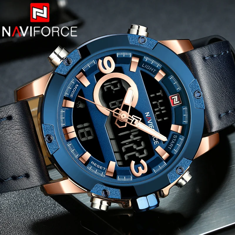 Часы наручные NAVIFORCE Мужские Цифровые спортивные брендовые Роскошные армейские