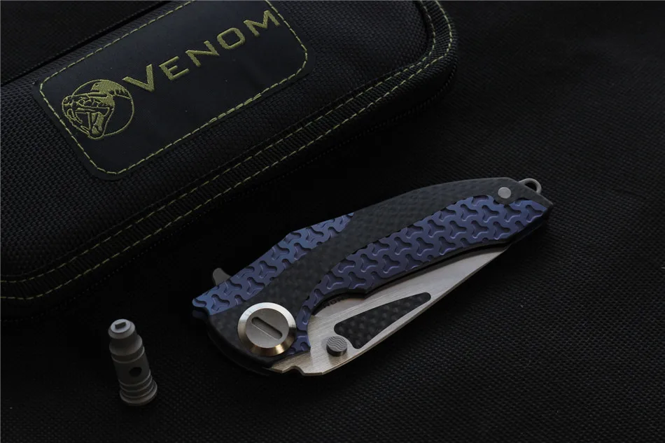 VENOM ARMOUR M390 стальной титановый CF Флиппер Складной нож Открытый Кемпинг Охота