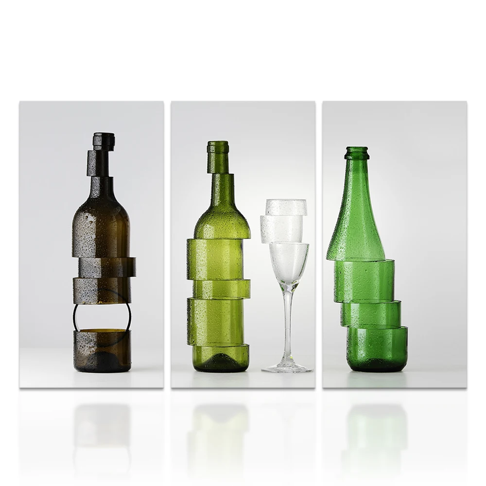 HD Печатный холст Настенный декор пивная бутылка и стекло чамболи современное