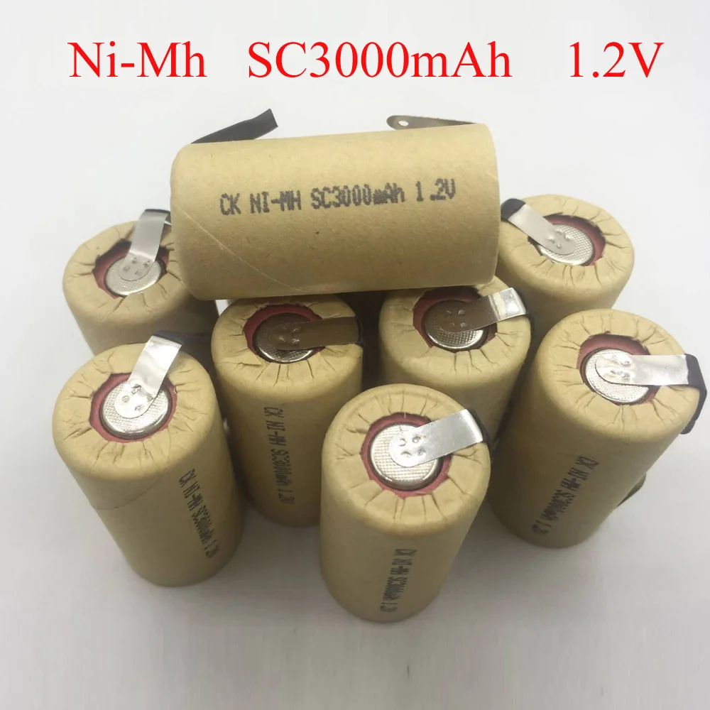

SORAVESS 5-20PCS 1.2V Ni Mh SC3000mAh Battery Rechargeable Batteries With Welding Tabs Points For Charging Drill Hand Drill