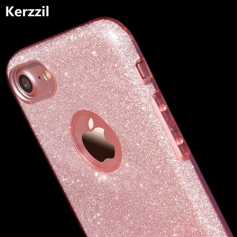 Kerzzil Luxury 3 in 1 Bling Glitter Card+PC Hard Case For iPhone 6 6S 5 Clear Colorful Candy Color Cover iPhoneX 7 Plus |
