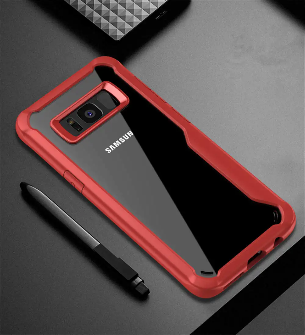 Red Силиконовый противоударный чехол для samsung Galaxy S10 Lite S8 S9 Plus S7 Edge прозрачная задняя крышка для samsung Note 8 9 чехол Funda - Цвет: Red