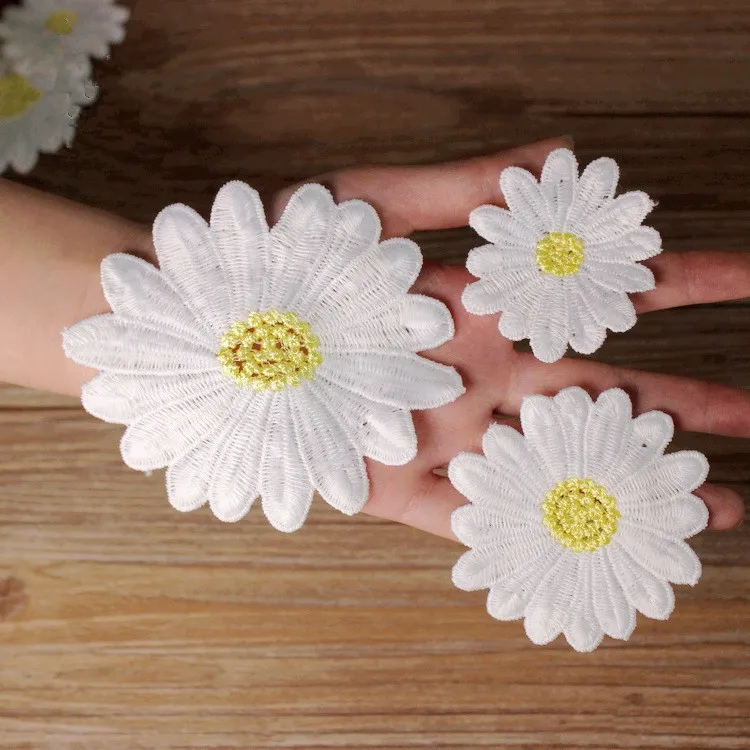 Молочная шелковая желтая хризантема Водорастворимая Вышивка нашивка для шитья