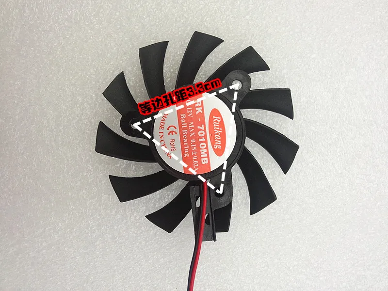 

New quiet 7010 Graphics card fan blade High quality 65MM Diameter 33mm Hole Pitch 12V 0.15A fan blade for msi graphics 2pin