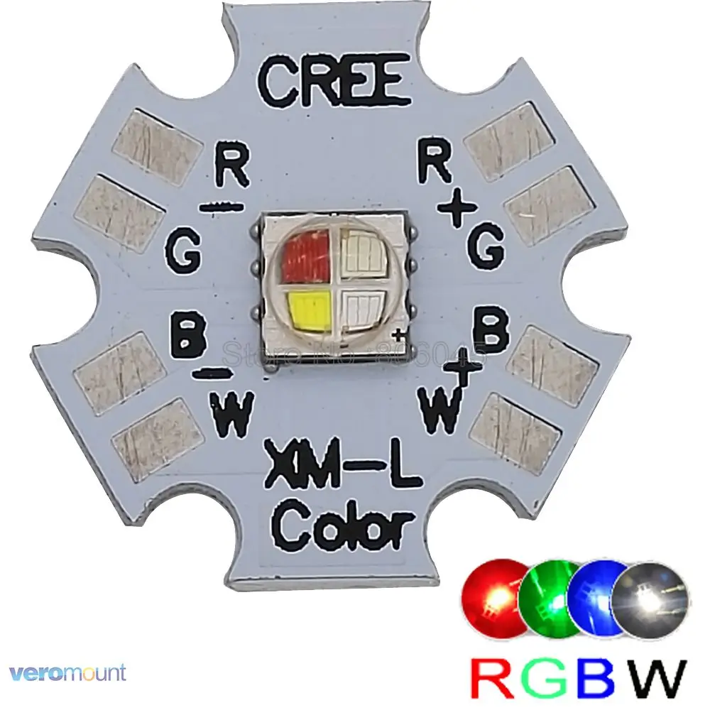 RGB White 5 шт./лот! Cree XLamp XM-L XML RGBW RGB белый или светильник с новой уникальной технологией рассеивания света cо теплый белый Цвет 12 Вт высокой мощности Мощность светодиодный излучатель 4-чип 20 мм звезды печатной платы - Испускаемый цвет: RGB White