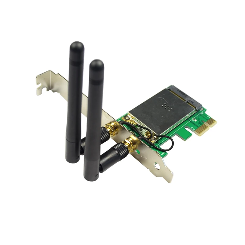 IOCrest сетевой модуль с 2 антеннами Wi Fi RF Win7 64 Mac OS|pci-e wireless|mini pci-e to pci-ewireless adapter |