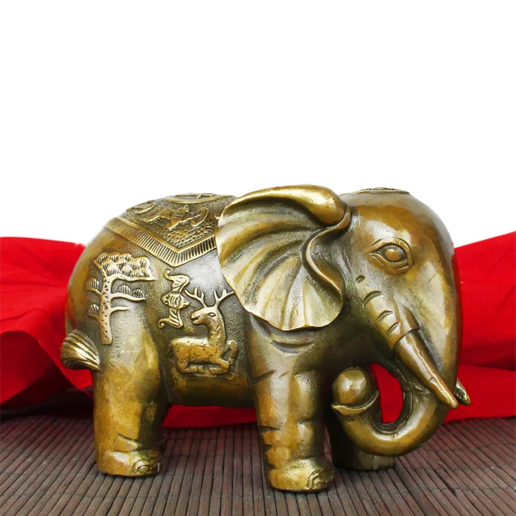 Светящиеся украшения в виде слона из чистой меди фэн-шуй Статуя Слона на удачу