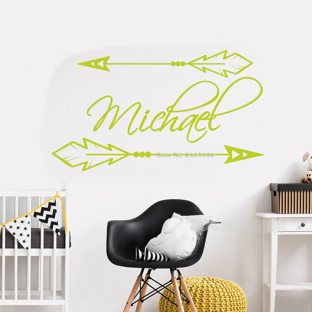 60*34 см стрелки Пользовательское Имя Наклейка Wall Art наклейки на стену в детскую