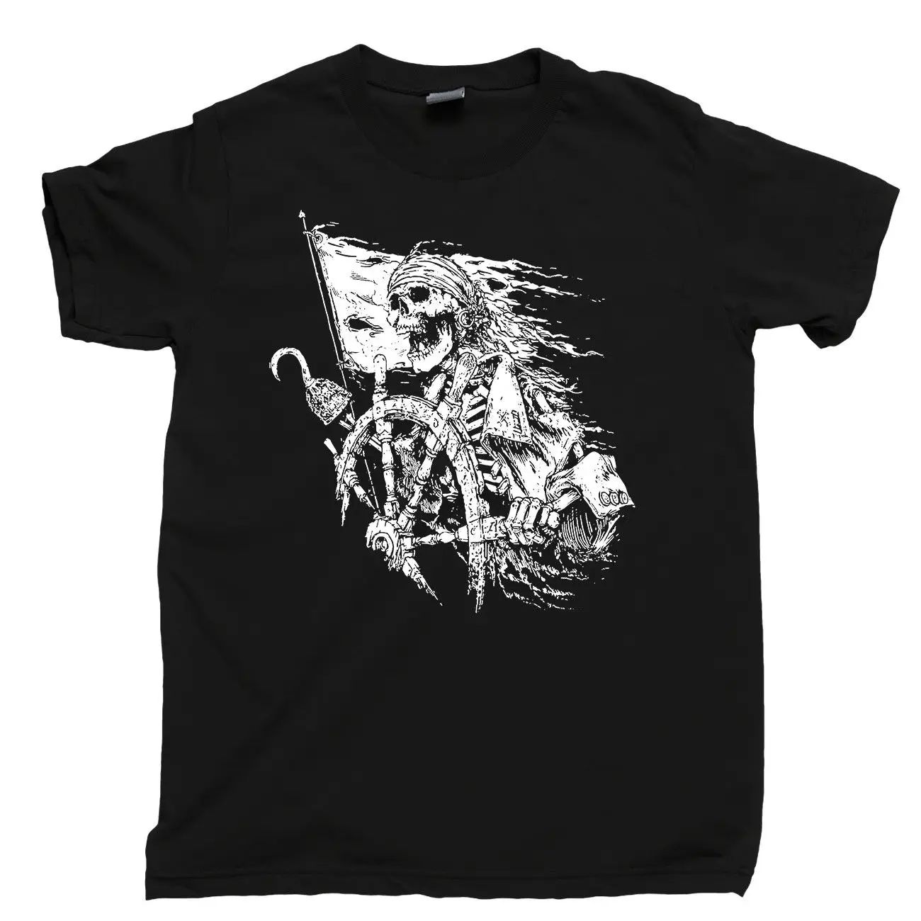 Пиратская футболка моряка черная борода корабль Веселый Роджер Череп скрещенные