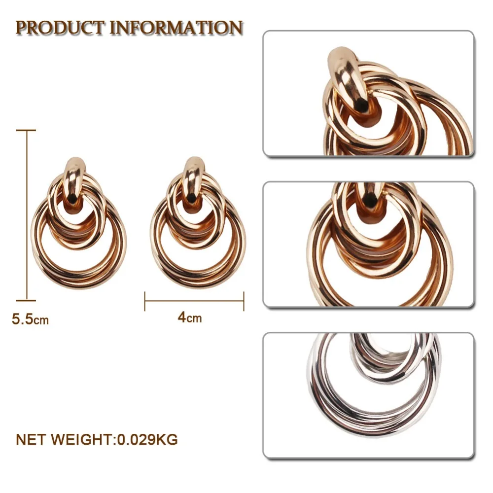 Женские и мужские сережки boucle d'oreille femme Brincos большие золотистые массивные