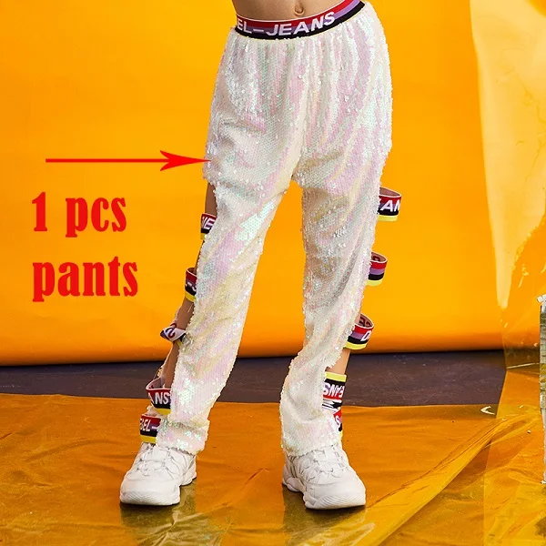Only pants Новинка; модные танцевальные костюмы для девочек в стиле джаз, хип-хоп; детская одежда для выступлений с блестками; детская одежда для уличных танцев; Одежда для танцев; DL3042 - Цвет: Only pants