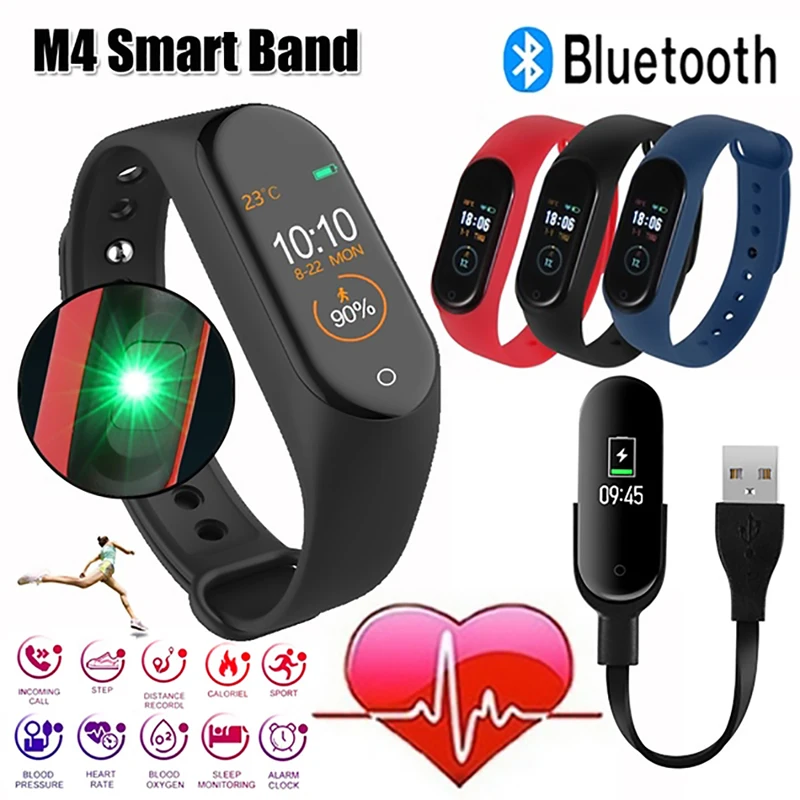 M4 Smart Bracelet Newest Bluetooth Sport Watch Smart Band Color Screen Waterproof Heart Rate Fitness For Android IOS
