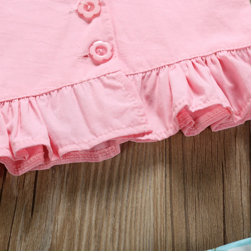2pcs/set Baby Girls Clothes Pink Anchor Tops+ Flamingo Shorts Outfits Set Summer Girl | Детская одежда и обувь