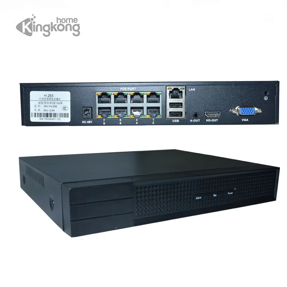 Kingkonghome 4CH/8CH 5MP 4MP 1080P 48В 802.3af POE NVR комплект системы видеонаблюдения ONVIF сетевой