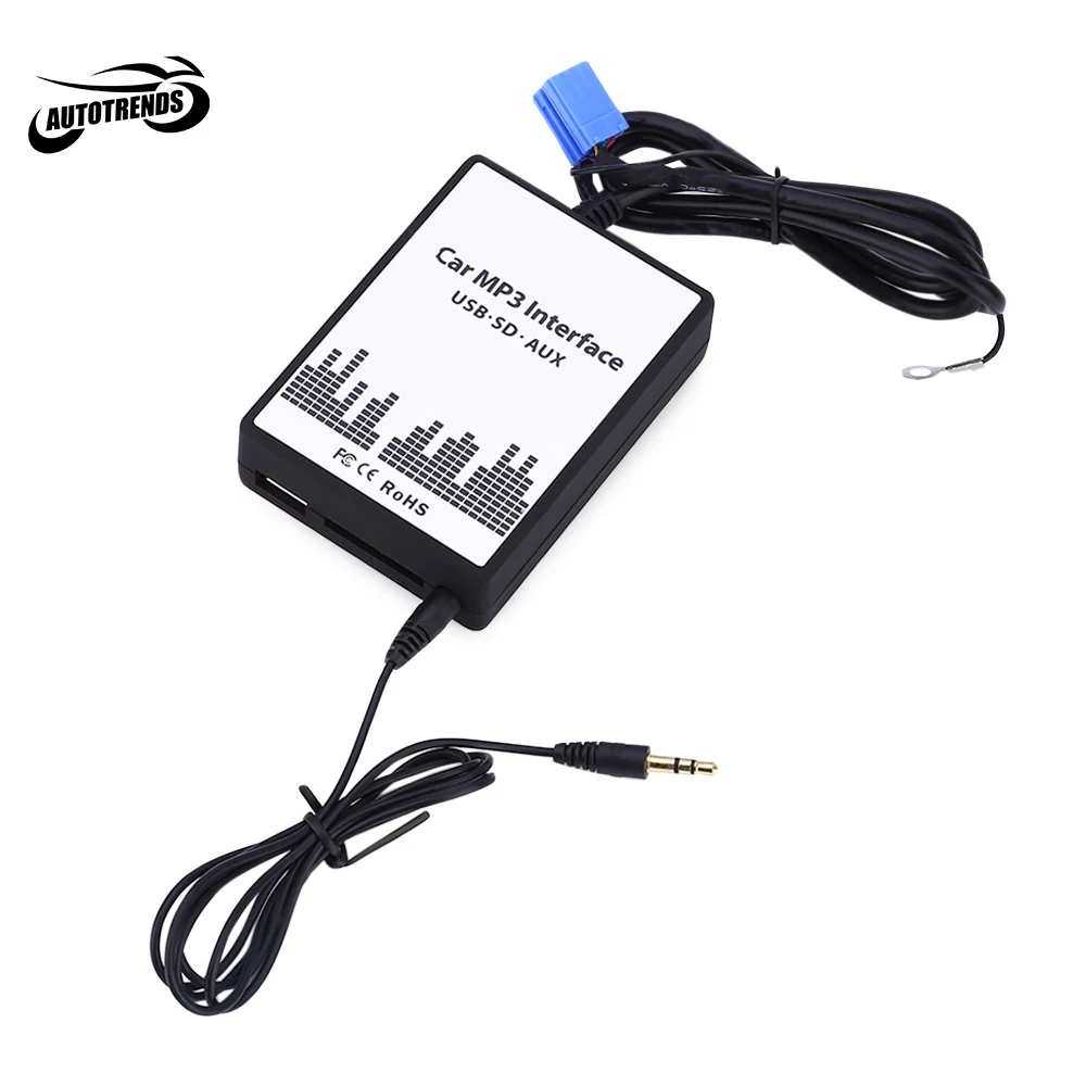 Автомобильный MP3 интерфейс 12 в пост. Тока USB SD кабель для передачи данных AUX