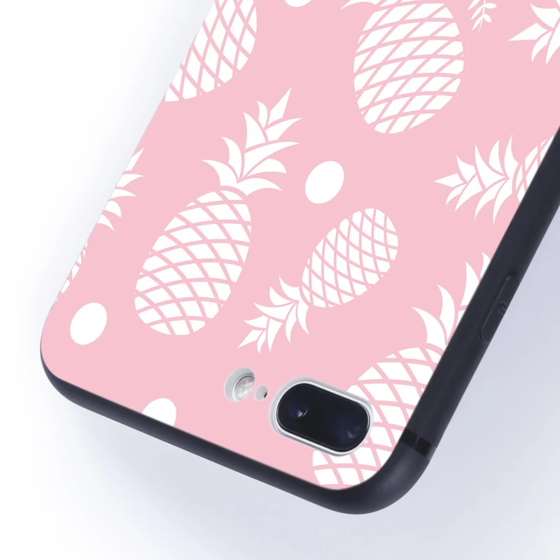 Lemooc Super Cute Phone Case for iPhone 7 8 Plus Soft TPU+PC Pink Color Pineapple Cases X |