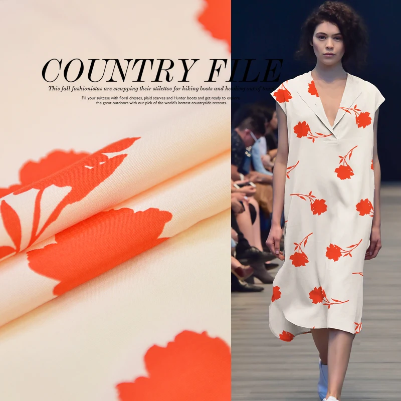 Мягкая вискозная ткань с цветочным принтом для платья|Ткань| |