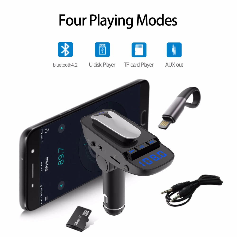 Беспроводная bluetooth гарнитура fm передатчик MP3 беспроводной адаптер автомобильный