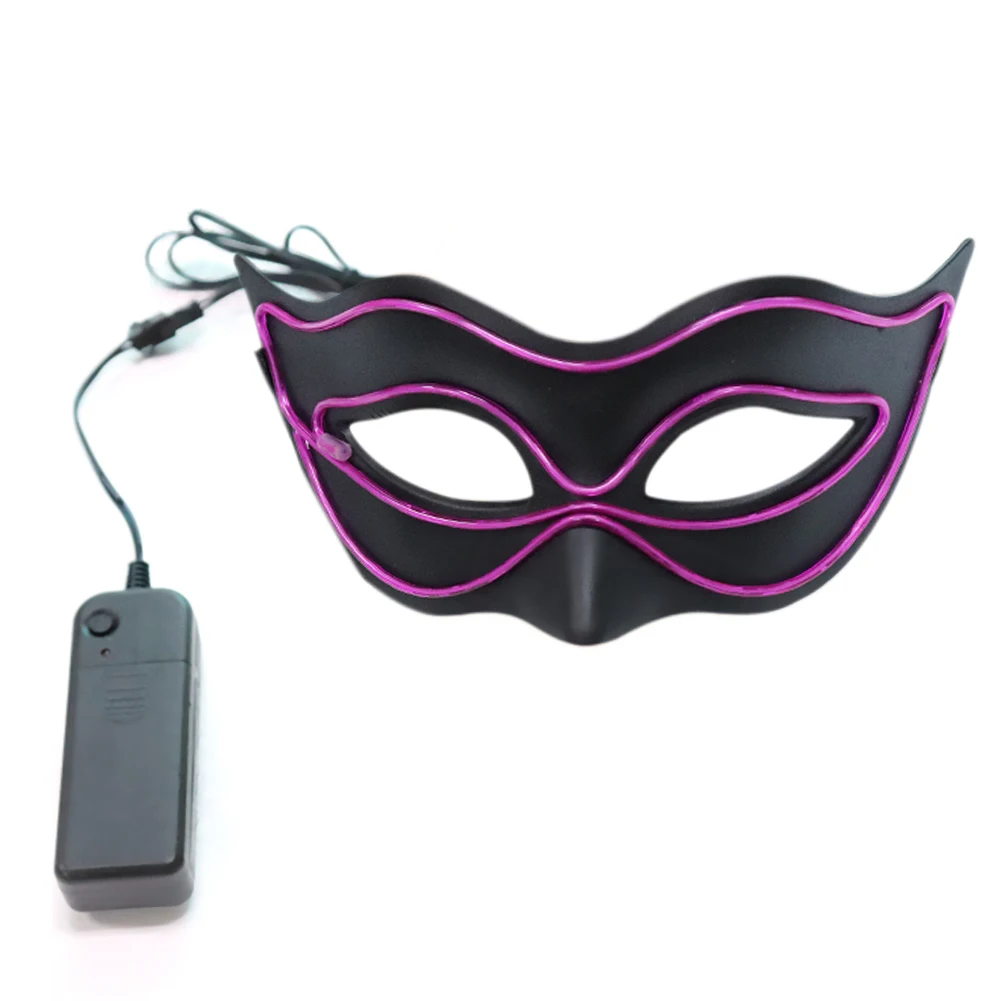 Purple 8 цветов светящаяся маска холодный свет V-Mask бар костюм для караоке мяч вечерние Хэллоуин маска на лицо светодиодные очки Прямая - Цвет: Purple