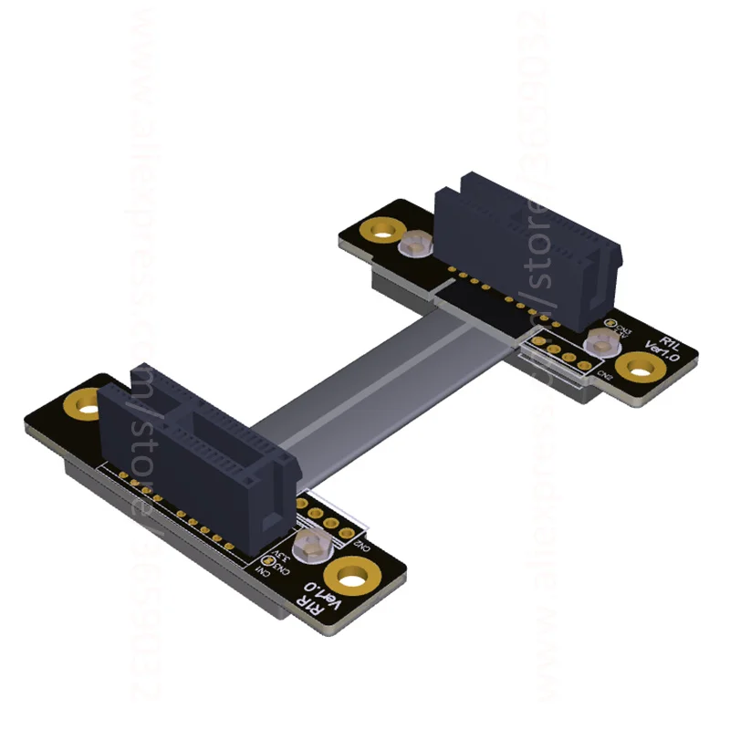 Коленчатый правый кабель PCIe 3 0x1 до x1 гнездо-гнездо экранирование EMI 8G/bps PCI-E 1x